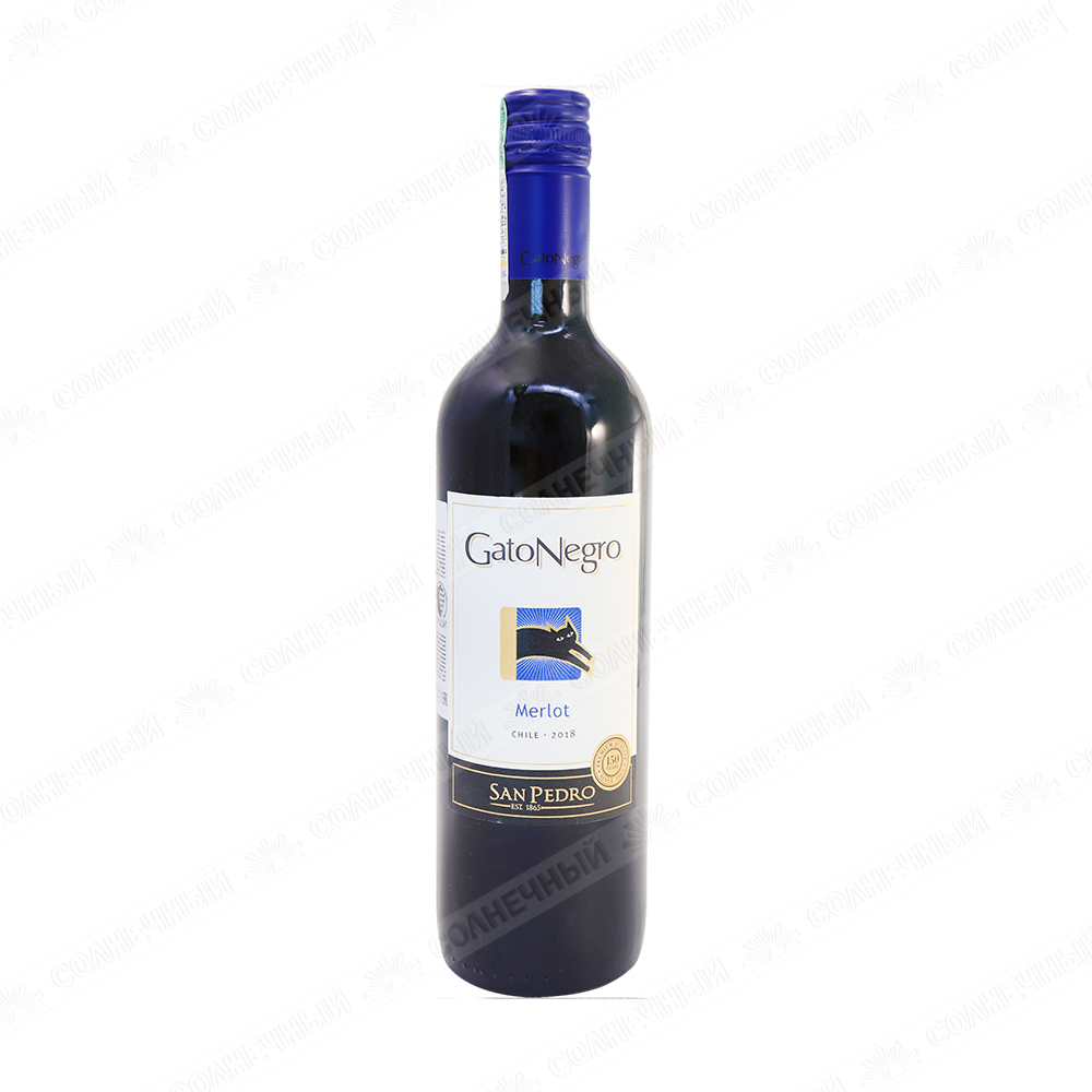 Вино Gato Negro Merlot красное сухое 13% 0,75 л — купить с доставкой на дом  в интернет-магазине Солнечный