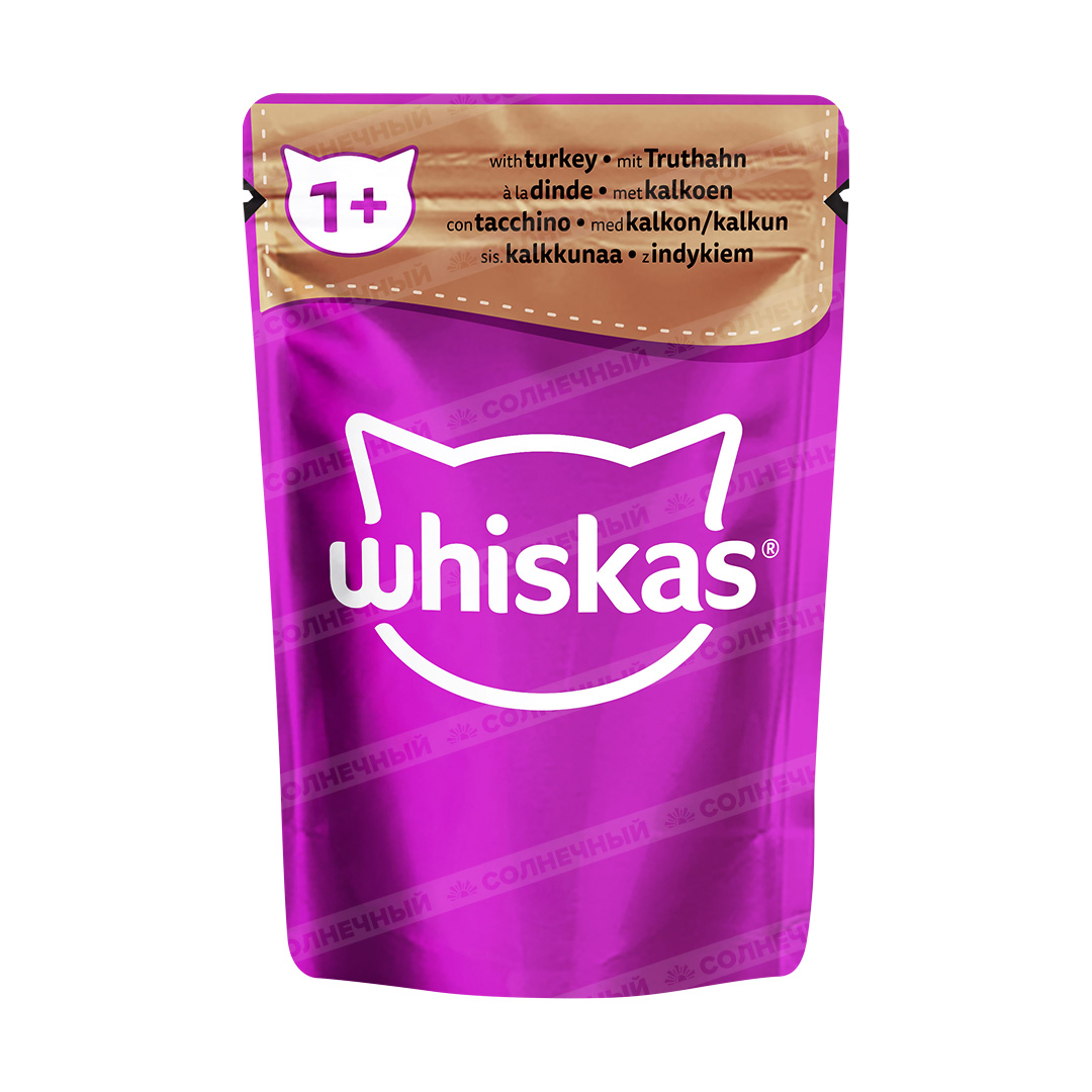 Корм для кошек Whiskas Индейка 85г — купить с доставкой на дом в  интернет-магазине Солнечный