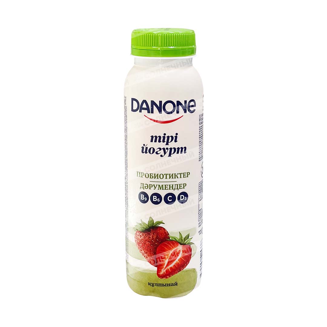 Йогурт питьевой Danone 1,2% 270г Живой Клубника пластиковая бутылка —  купить с доставкой на дом в интернет-магазине Солнечный