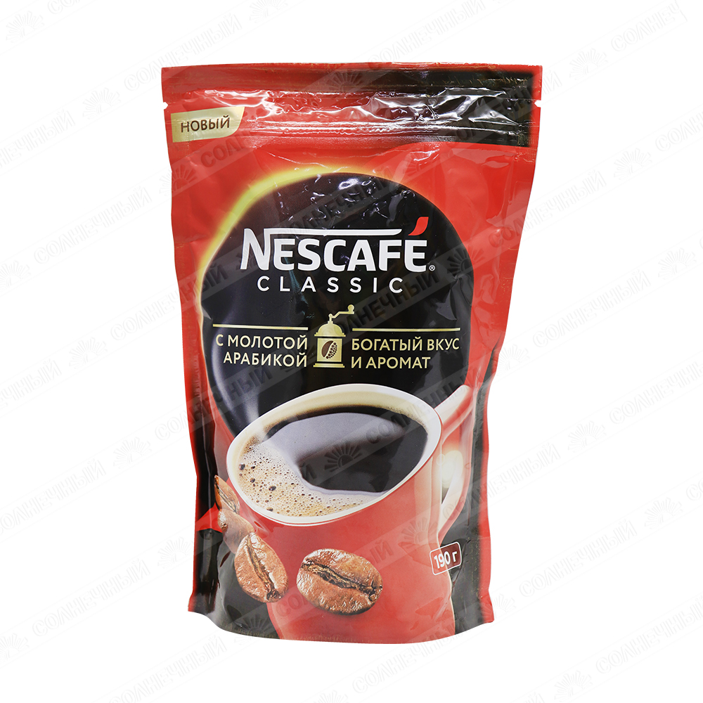 Кофе Nescafe Classic С молотой Арабикой растворимый 190г — купить с  доставкой на дом в интернет-магазине Солнечный