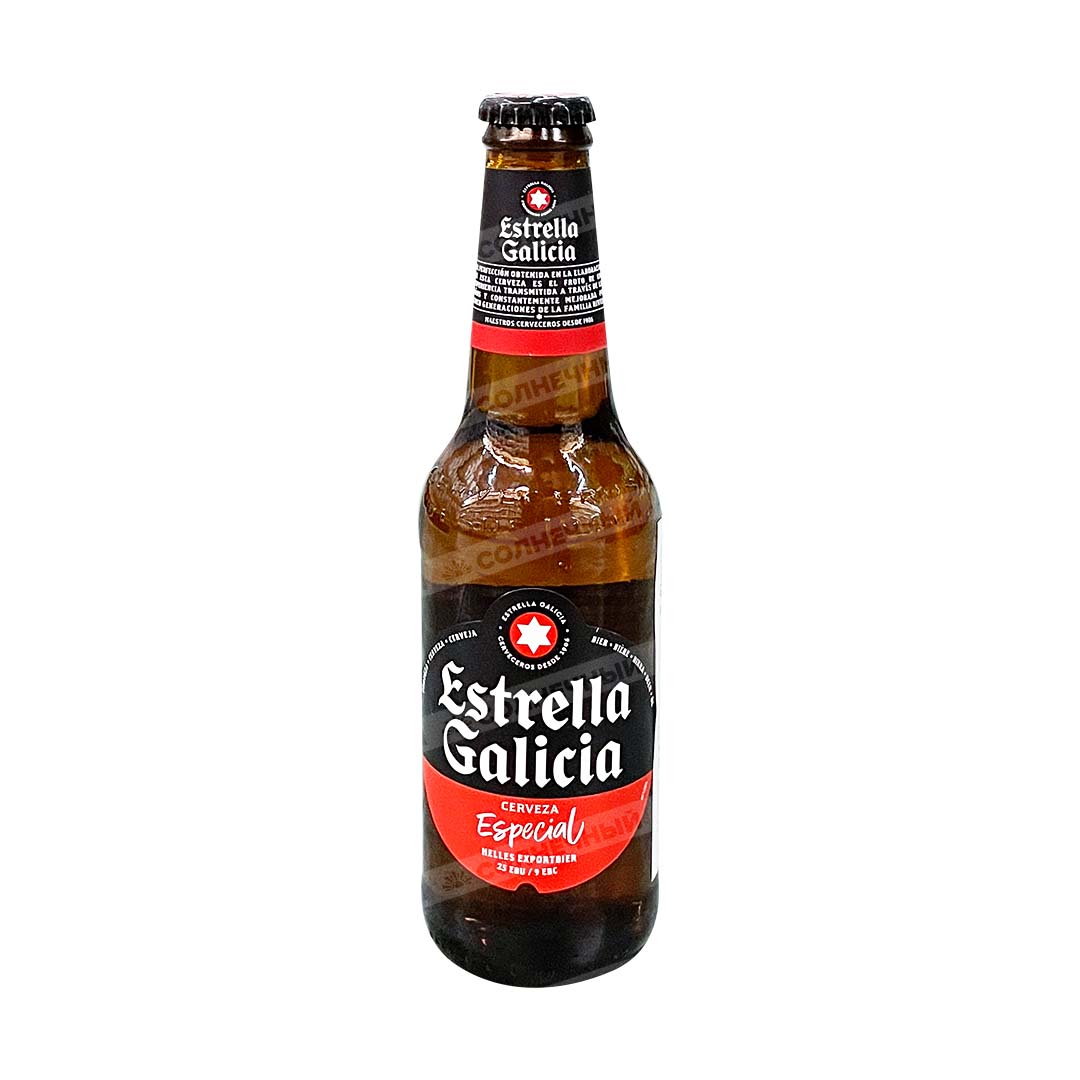 Пиво Estrella Galicia Cerveza Especial 5,5% 0,33л стеклянная бутылка —  купить с доставкой на дом в интернет-магазине Солнечный