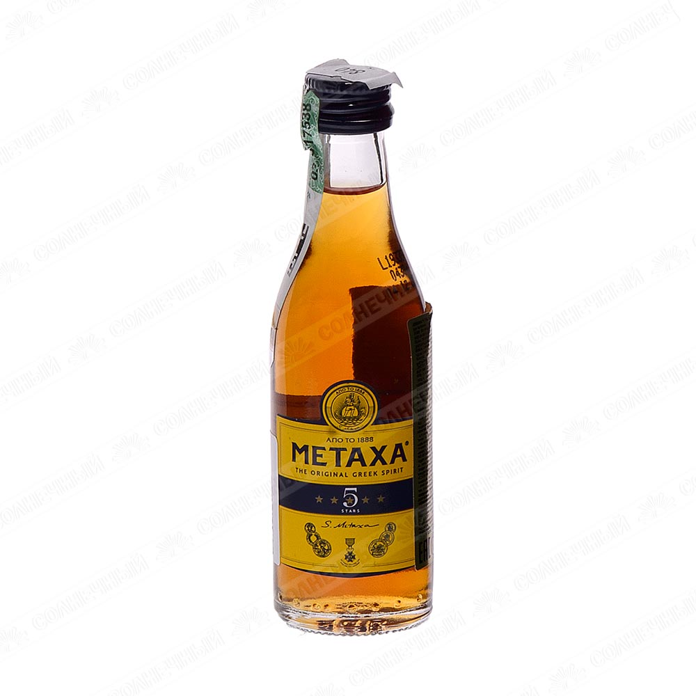 Бренди Metaxa 5 лет 38% 50мл — купить с доставкой на дом в  интернет-магазине Солнечный