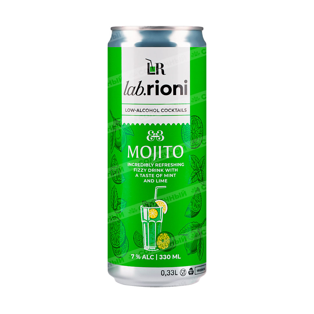 Напиток слабоалкогольный Lab Rioni Mojito 7% 0,33л жесть банка — купить с  доставкой на дом в интернет-магазине Солнечный