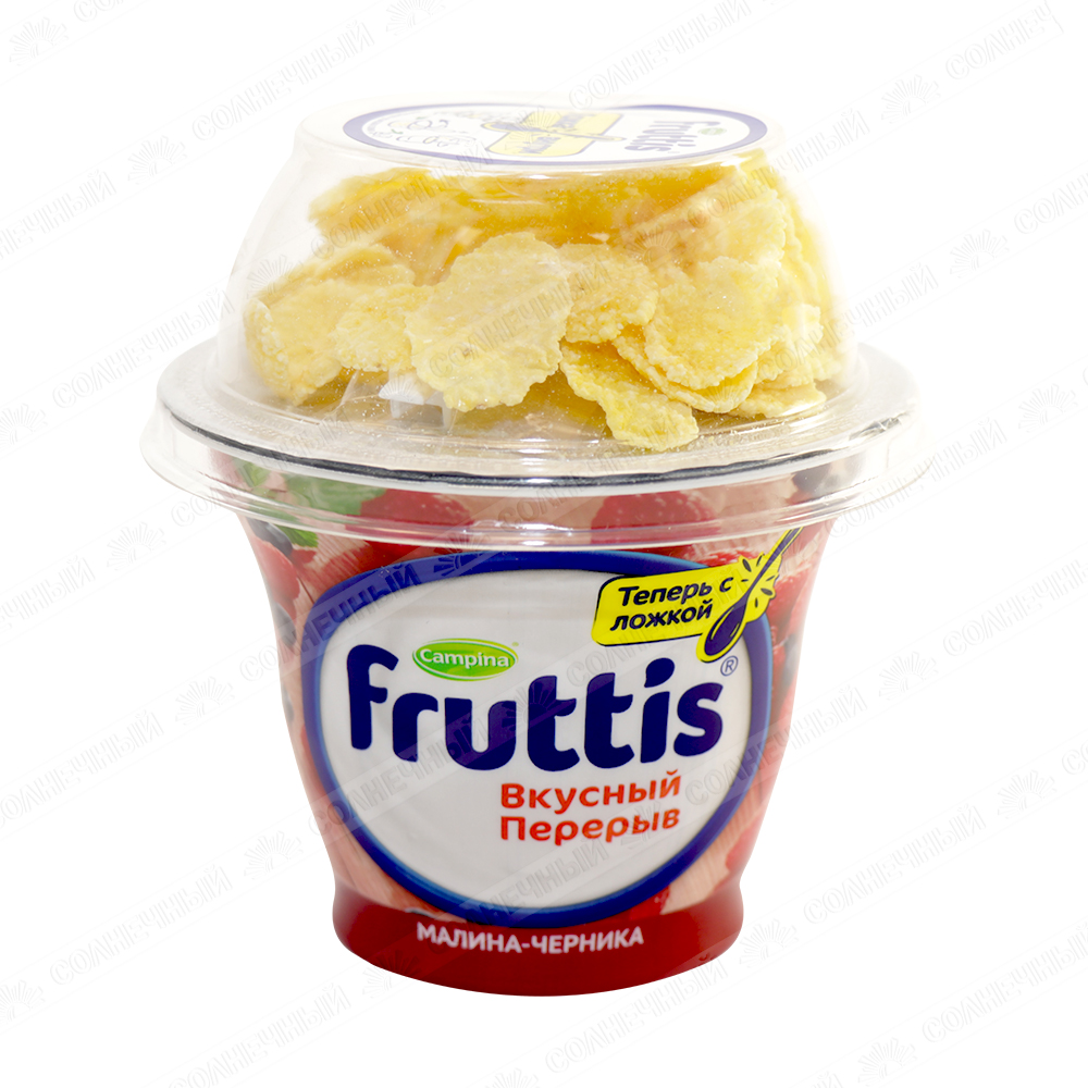 Йогурт Fruttis 2,5% 175г Вкусный перерыв Малина/Черника/Кукурузные хлопья —  купить с доставкой на дом в интернет-магазине Солнечный