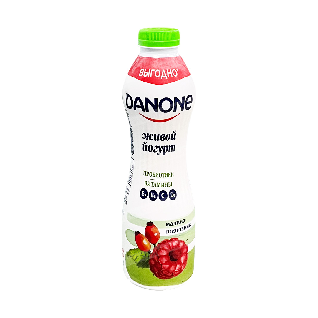 Йогурт питьевой Danone 1,2% 670г Живой йогурт Малина/Шиповник пластиковая  бутылка — купить с доставкой на дом в интернет-магазине Солнечный