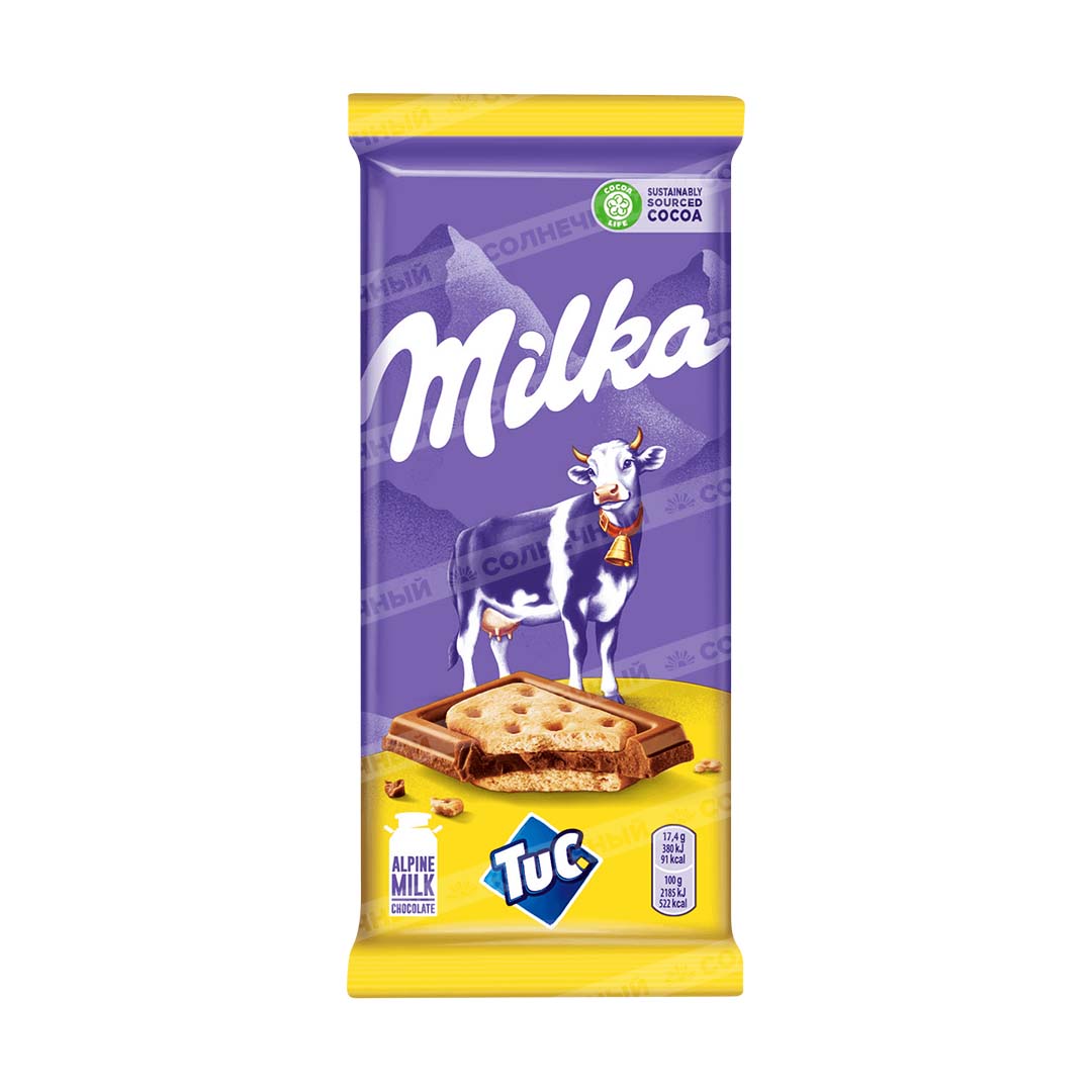 Шоколад Milka Tuc Молочный шоколад/Соленый крекер 87 г — купить с доставкой  на дом в интернет-магазине Солнечный