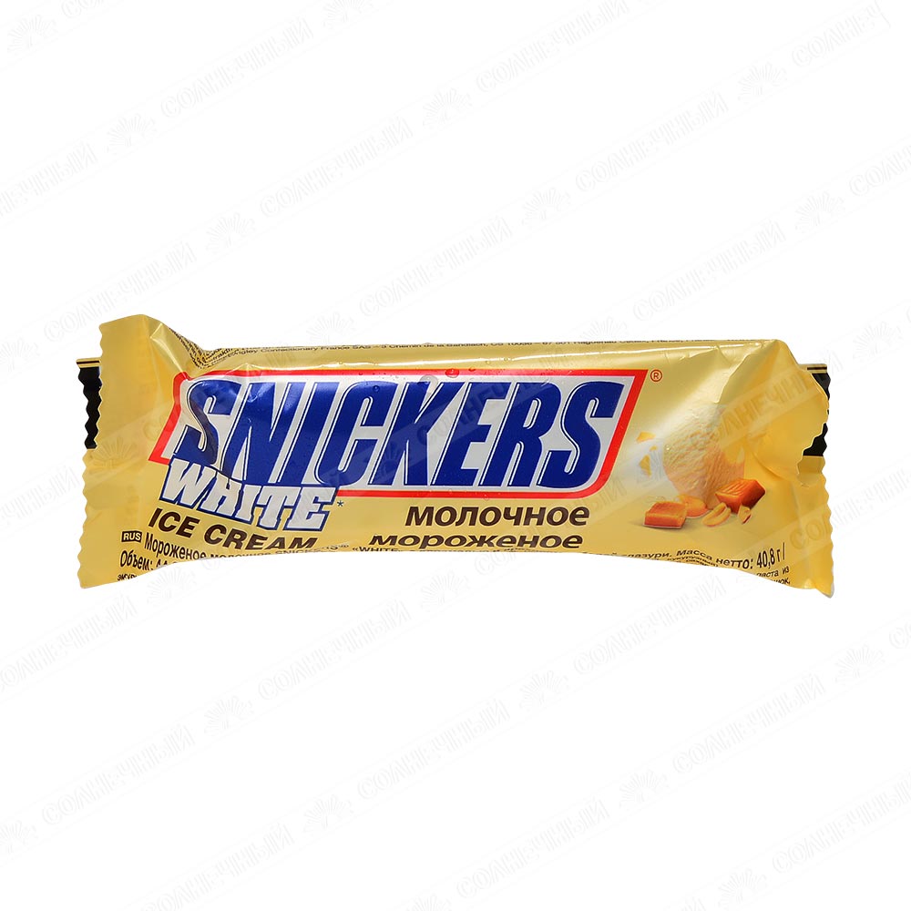 Мороженое Snickers White Карамель/Арахис/Белая глазурь 40,8г — купить с  доставкой на дом в интернет-магазине Солнечный