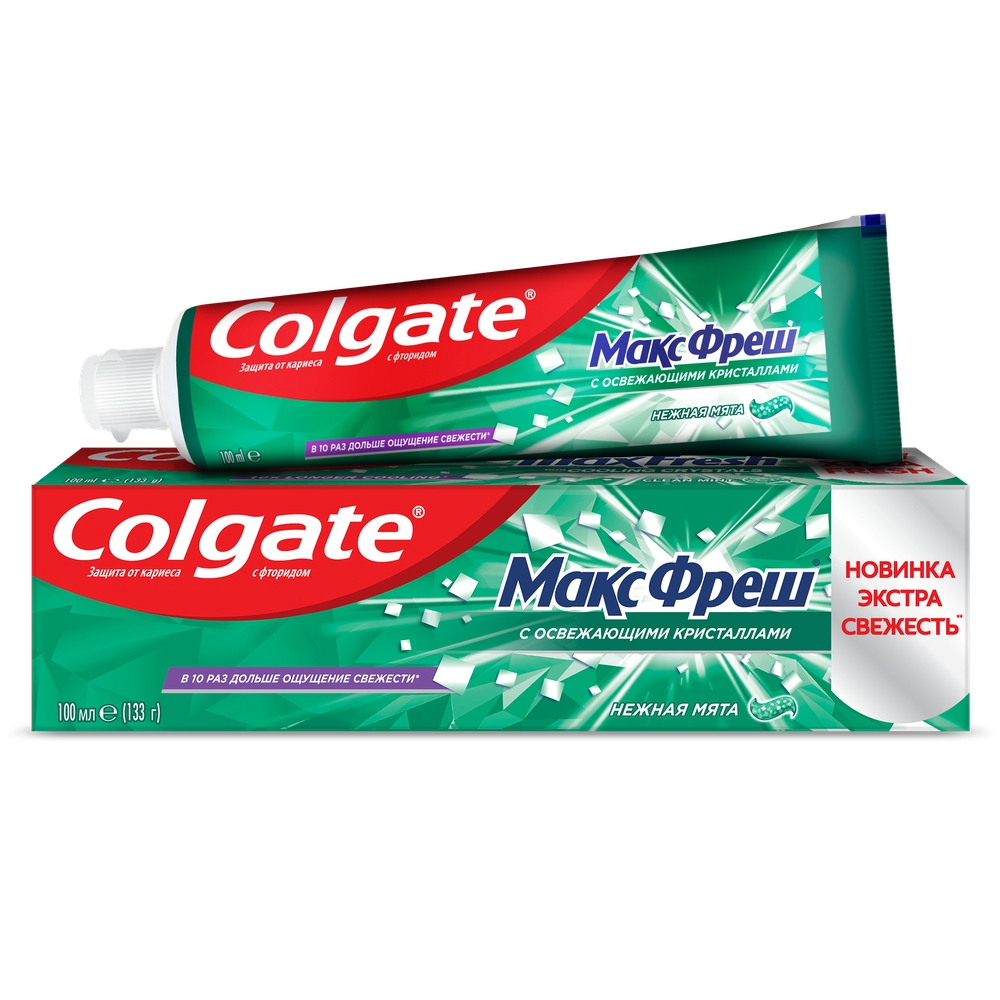 Паста зубная Colgate Макс Фреш Нежная мята 100мл — купить с доставкой на дом  в интернет-магазине Солнечный