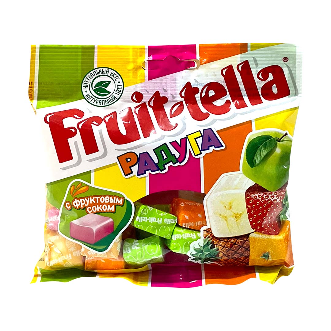 Конфеты жевательные Fruit-tella Радуга Фрукты 70г — купить с доставкой на  дом в интернет-магазине Солнечный