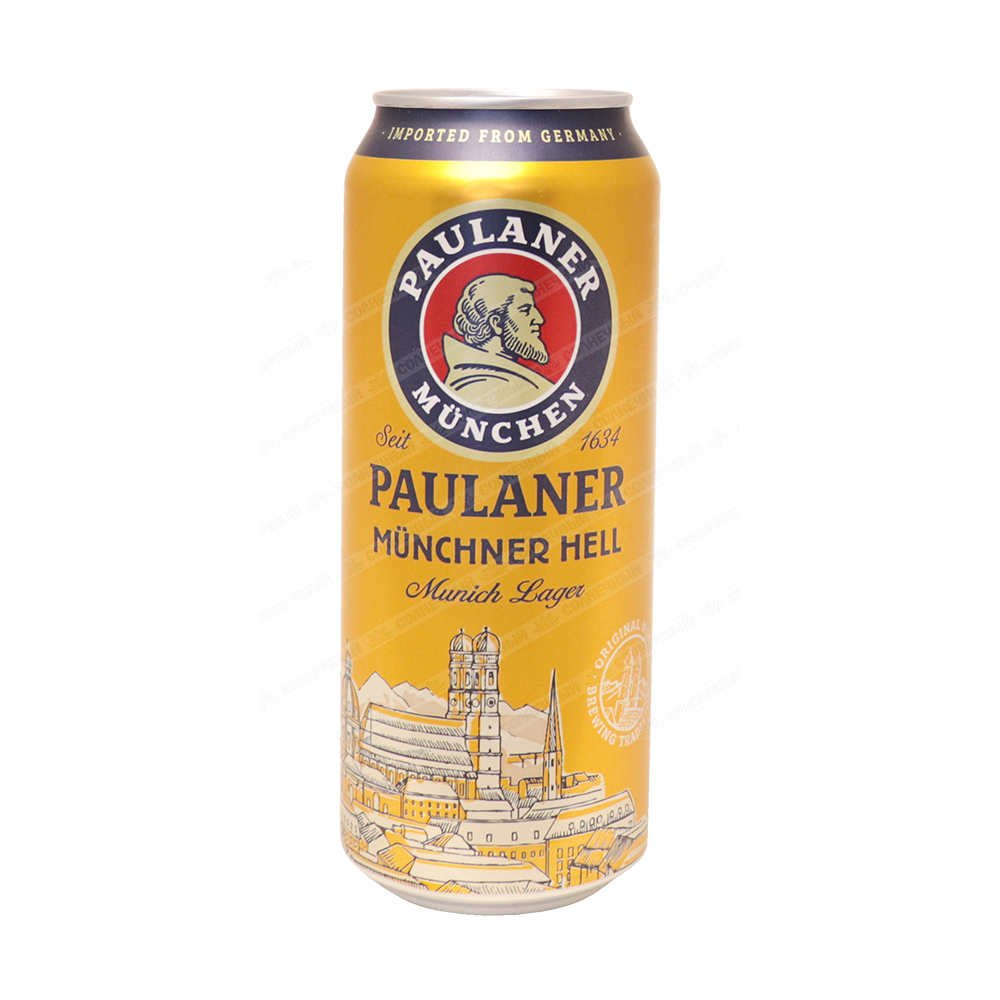 Пауланер нефильтрованное. Paulaner Munchner Hell ж/б 0,5 л.