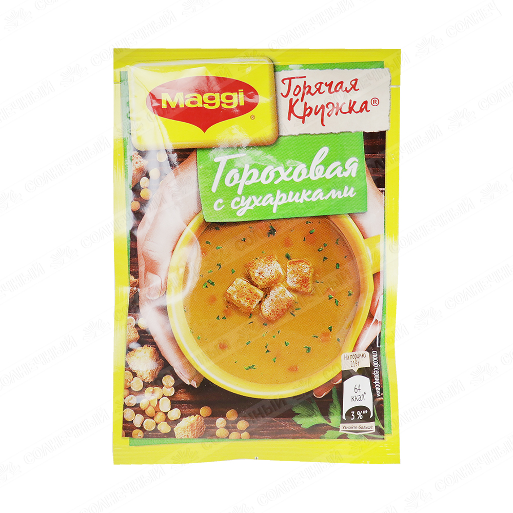 Суп Maggi Горячая кружка Горох/Сухари 19г — купить с доставкой на дом в  интернет-магазине Солнечный