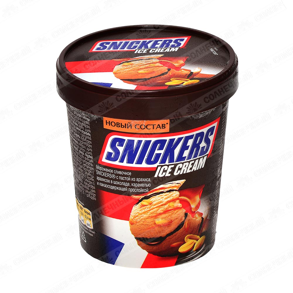 Мороженое Snickers Ice cream 340г ведро — купить с доставкой на дом в  интернет-магазине Солнечный