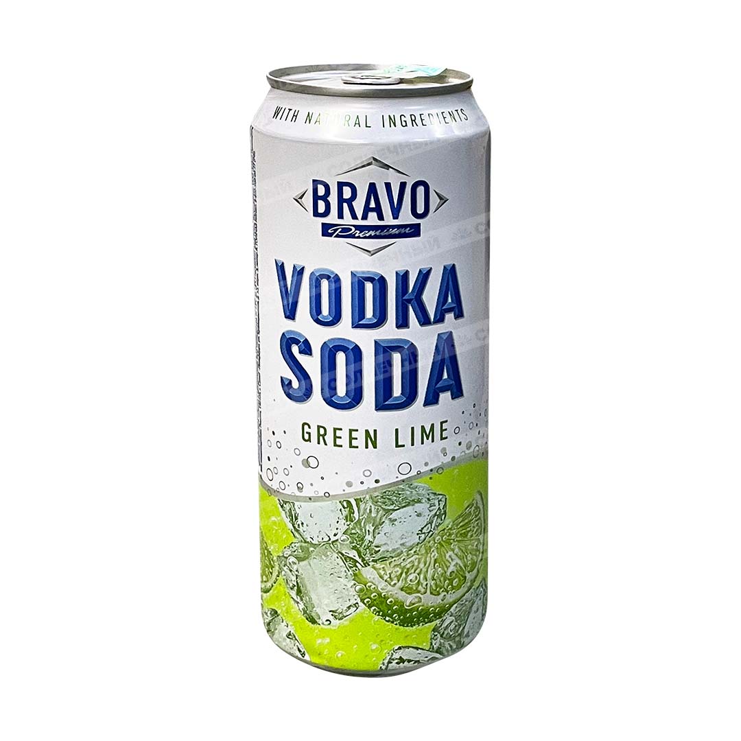 Напиток слабоалкогольный Bravo Premium Vodka Soda Green lime 7,2% 0,45л  жесть банка — купить с доставкой на дом в интернет-магазине Солнечный