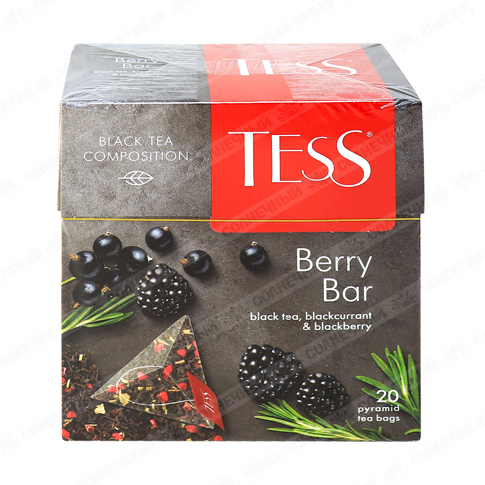 Чай Tess Berry Bar черный 20 пирамидок по 1,8г — купить с доставкой на дом  в интернет-магазине Солнечный