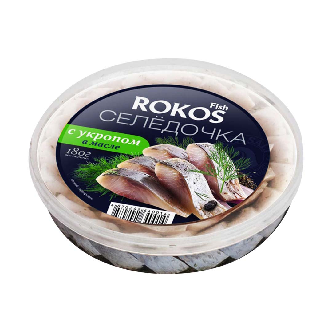 Сельдь филе-кусочки Rokos Fish Селедочка С укропом в масле 180г — купить с  доставкой на дом в интернет-магазине Солнечный