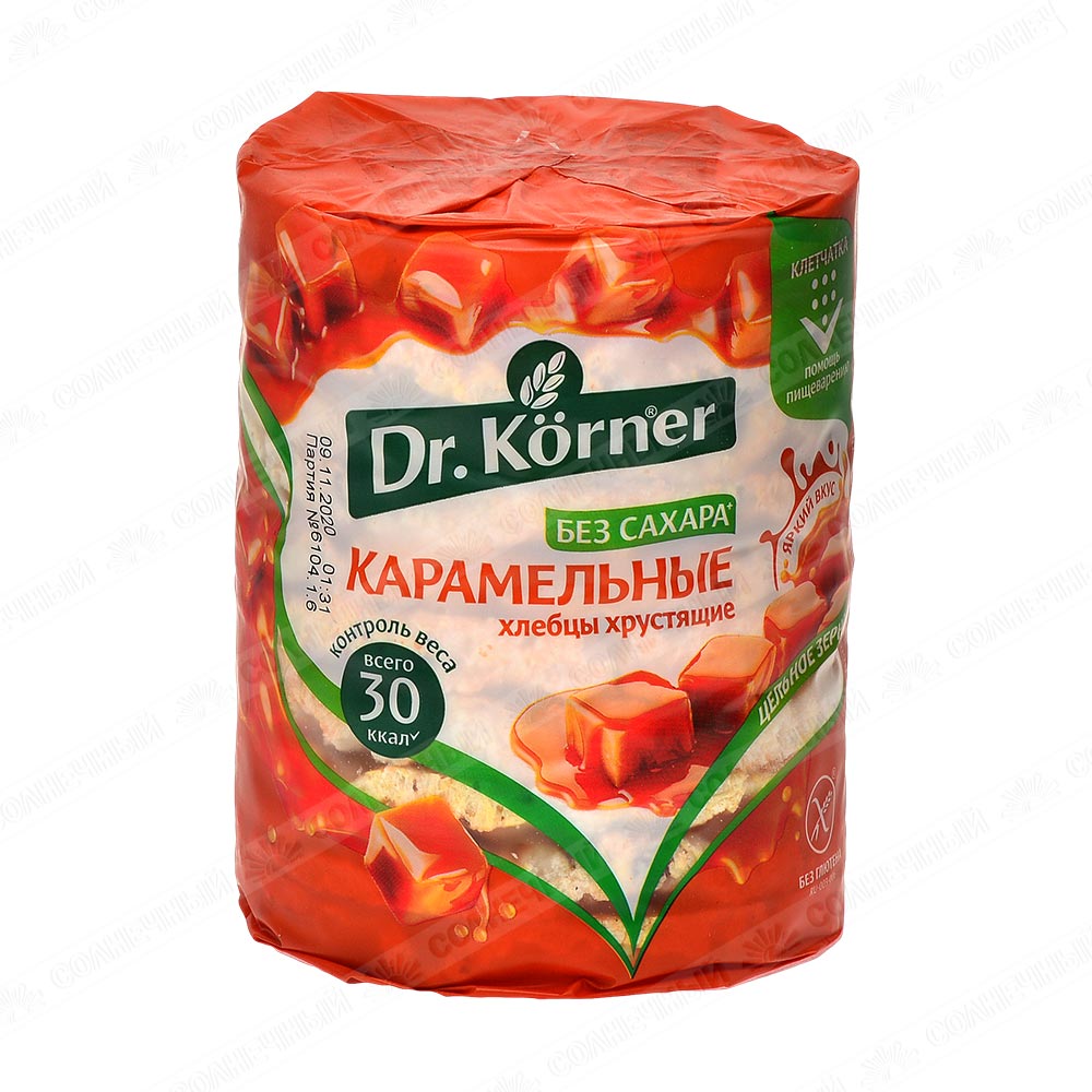 Хлебцы Dr.Korner Кукурузно-рисовые Карамельные 90г — купить с доставкой на  дом в интернет-магазине Солнечный