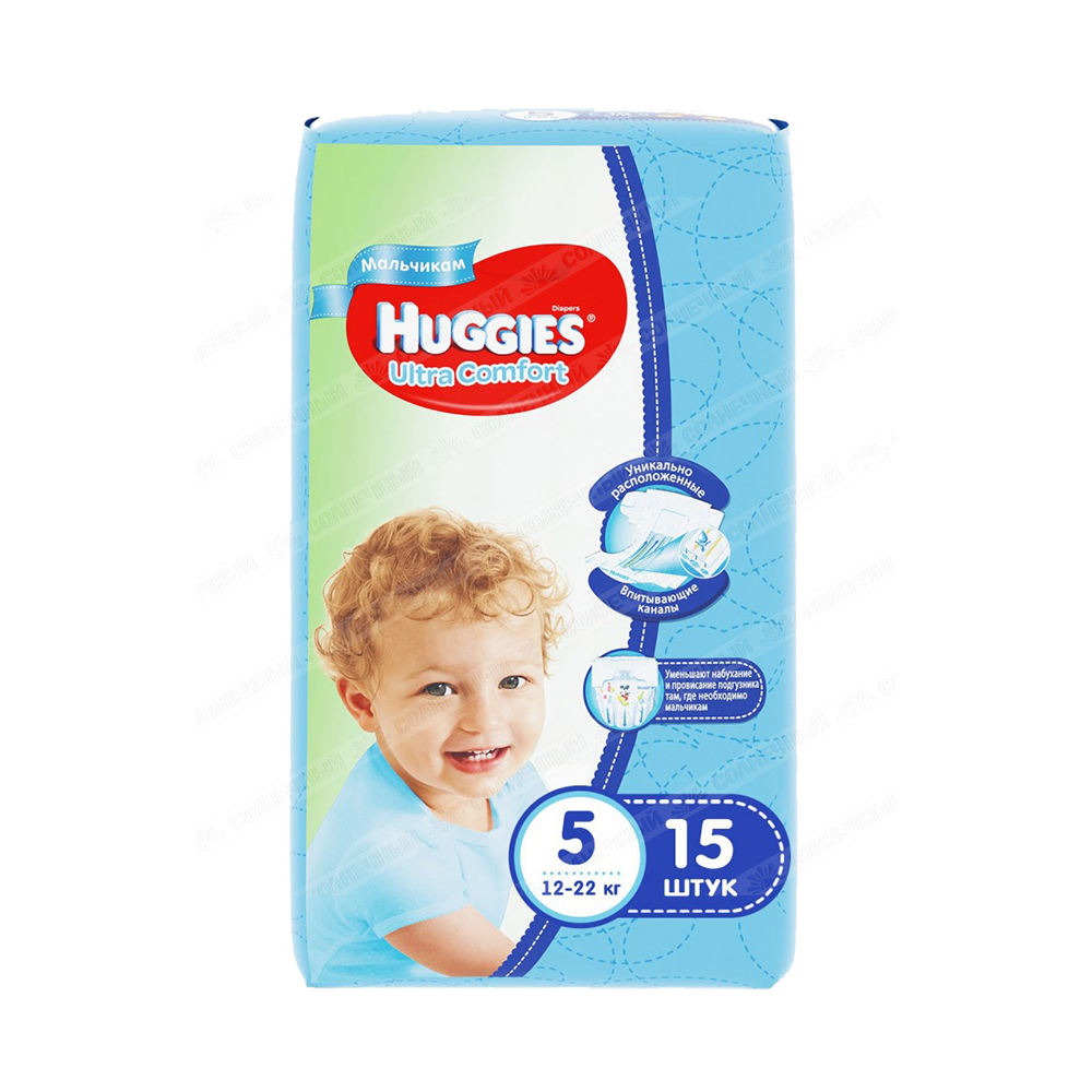 Подгузники Huggies Ultra Comfort Boy 5 12-22 кг 15 шт — купить с доставкой  на дом в интернет-магазине Солнечный