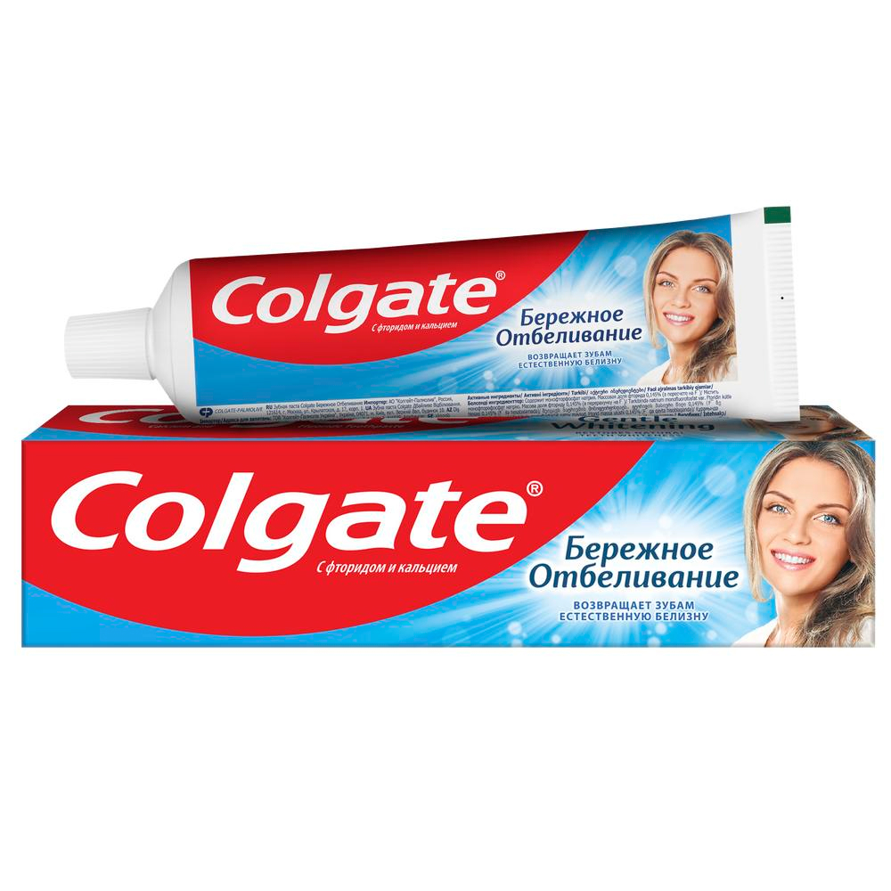 Паста зубная Colgate Бережное отбеливание 100 мл — купить с доставкой на дом  в интернет-магазине Солнечный