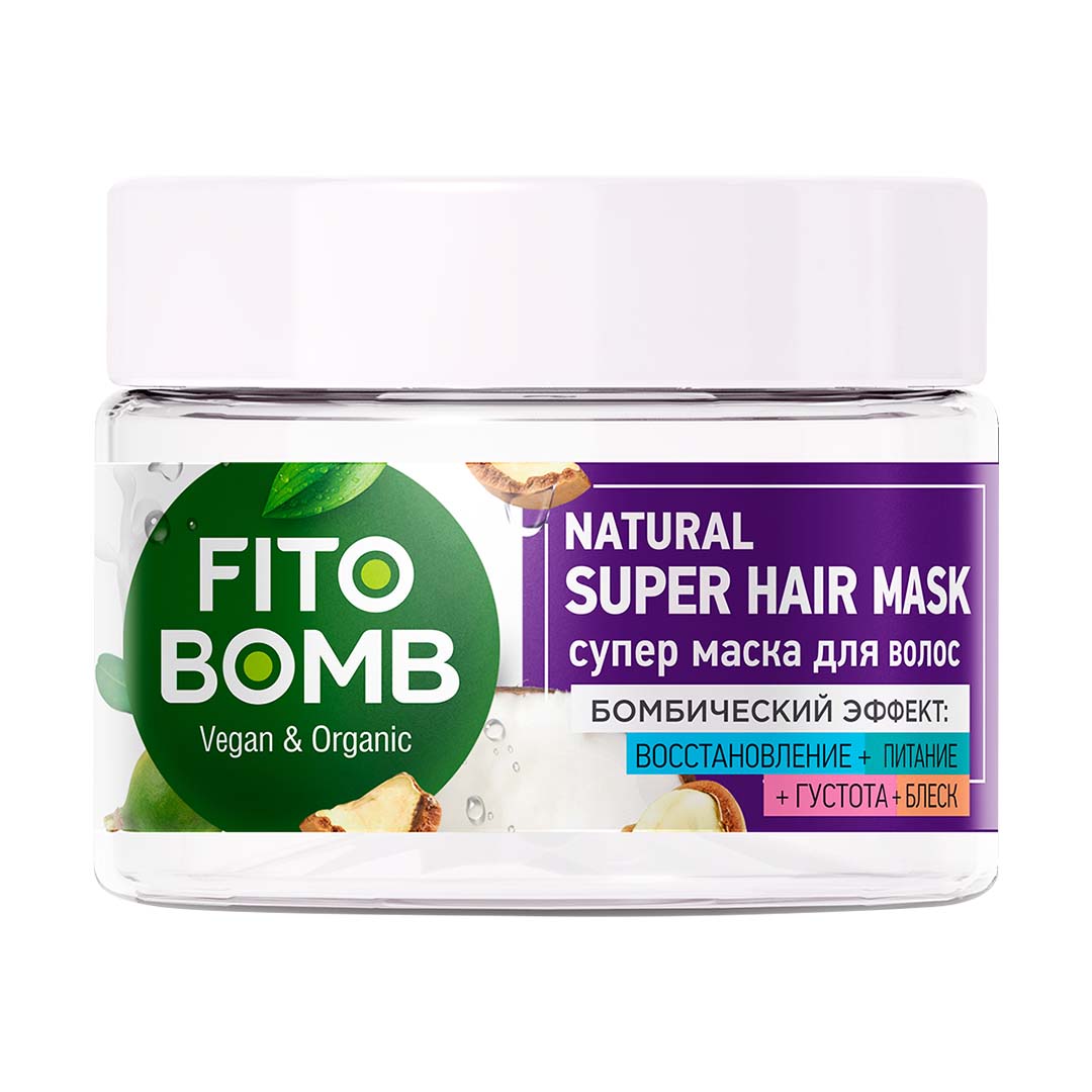 Маска для волос Fito Bomb Natural Super  Восстановление/Питание/Густота/Блеск 250мл — купить с доставкой на дом в  интернет-магазине Солнечный