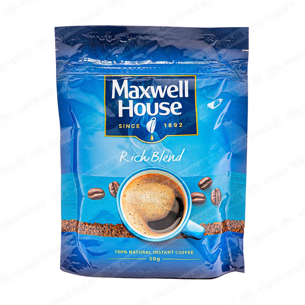 Кофе Maxwell House Rich Blend растворимый 50г дой-пак — купить с доставкой  на дом в интернет-магазине Солнечный