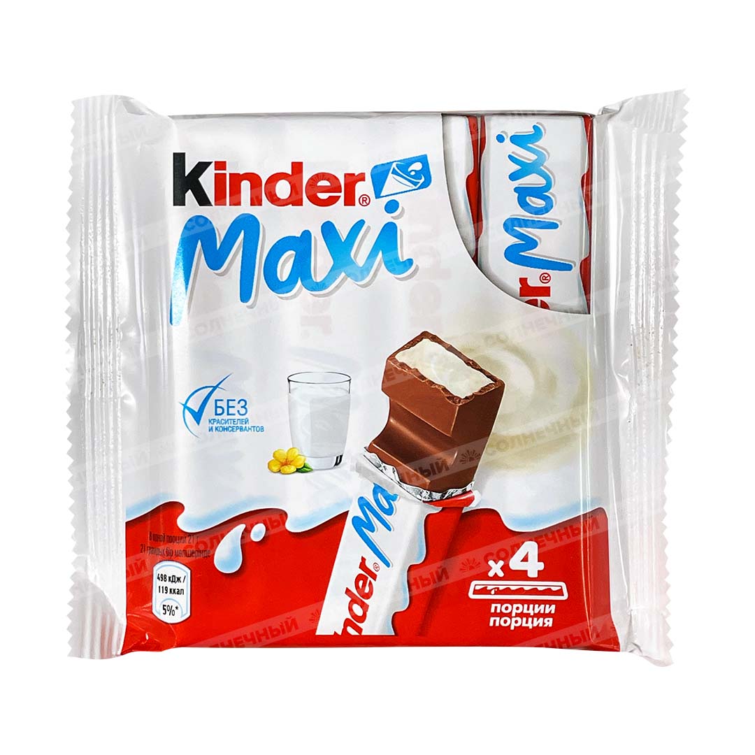 Батончик Kinder Chocolate maxi Т4 84 г — купить с доставкой на дом в  интернет-магазине Солнечный