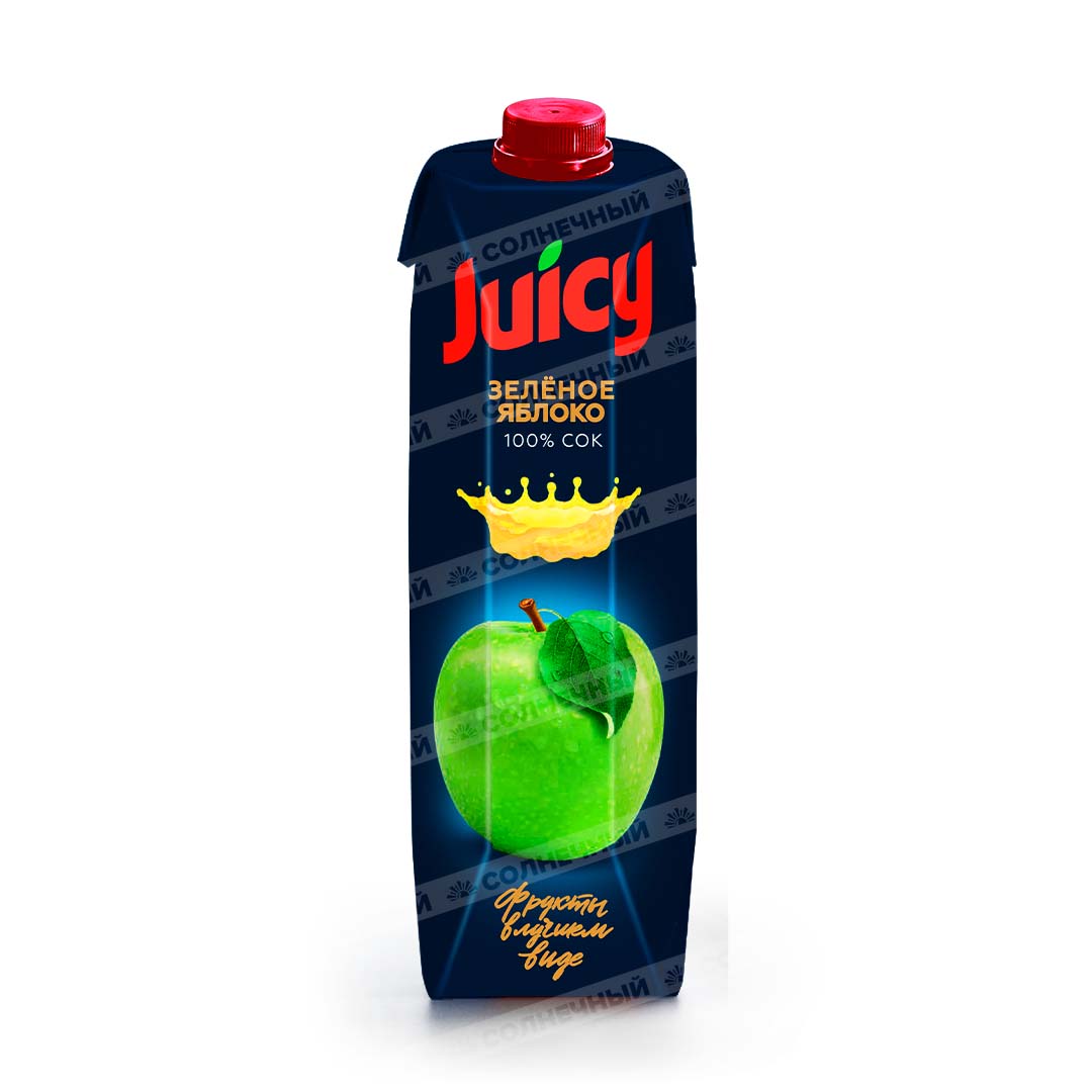 Сок Juicy Зеленое яблоко 0,95л — купить с доставкой на дом в  интернет-магазине Солнечный