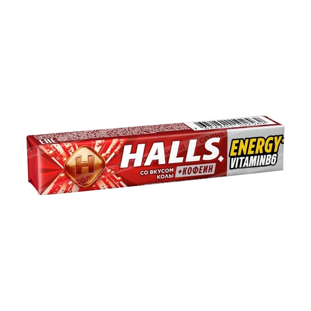 Леденцы Halls Energy Vitamin B6 Кола+Кофеин 25г — купить с доставкой на дом  в интернет-магазине Солнечный