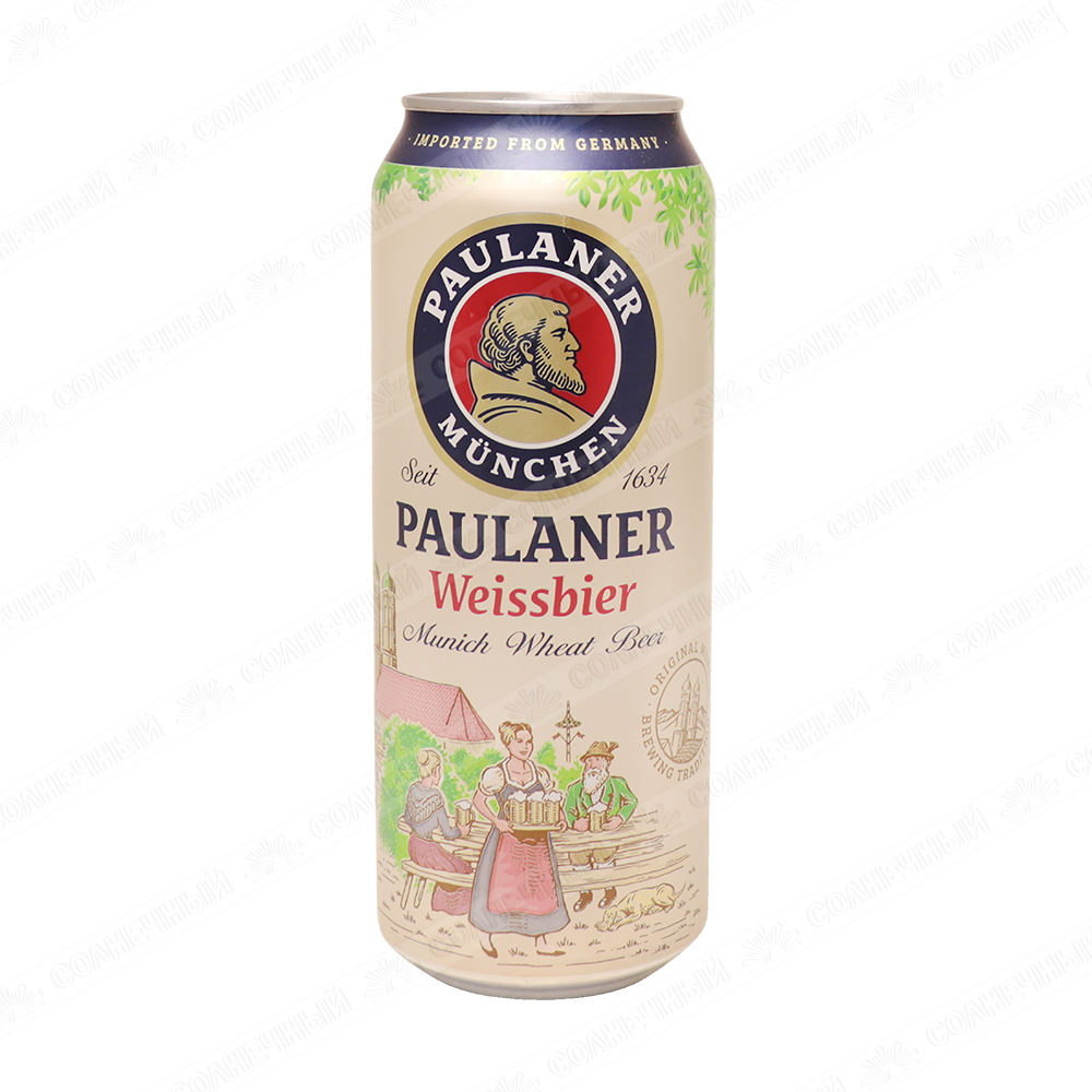 Пиво Paulaner Münchner Hefe Weissbier Naturtrub светлое нефильтрованное 5,5  % 0,5 л жесть банка — купить с доставкой на дом в интернет-магазине  Солнечный