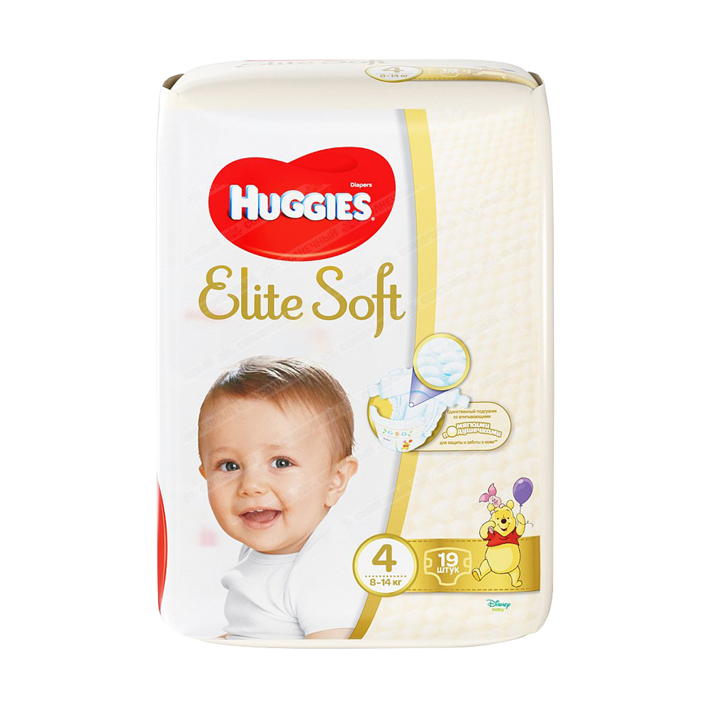 Подгузники Huggies Elite Soft Conv 4 8-14кг 19шт — купить с доставкой на дом  в интернет-магазине Солнечный